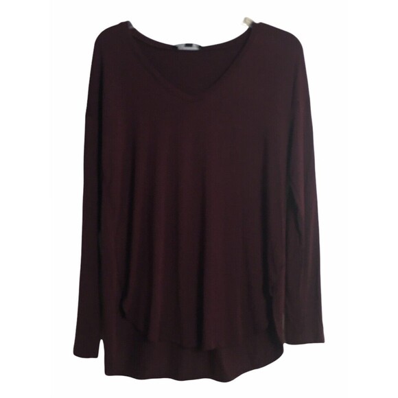 INC Shirt Long Sleeves Burgundy V-Neck Casual Pullover Size S - Picture 1 of 11